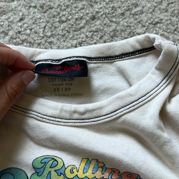 Contrast Stitch Rolling Stones Baby Tee - Picture 2 of 2